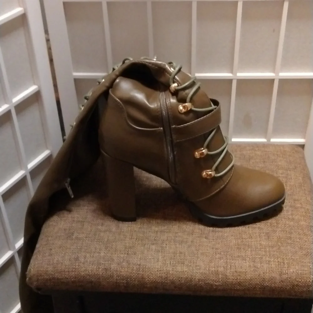 Olive Lace-Up Over-the-Knee Thigh High Boots
